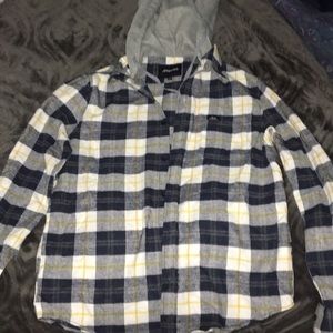 Aeropostale flannel button down hooded shirt
